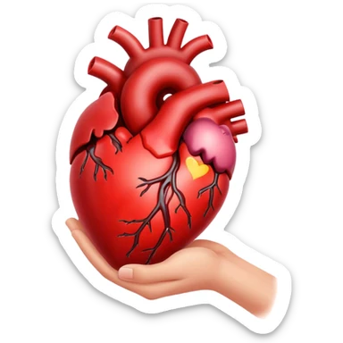 cœur humain plein de sang qui coule dans une main  sticker