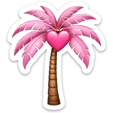 Baby pink palm tree and heart sticker