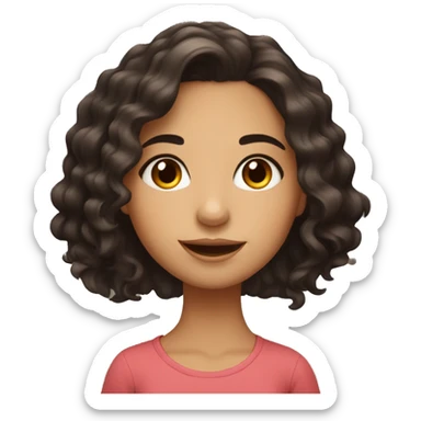cute latina girl with wavy mid length dark hair brown eyes sticker