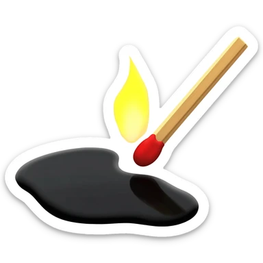 striking match next to black liquid sticker