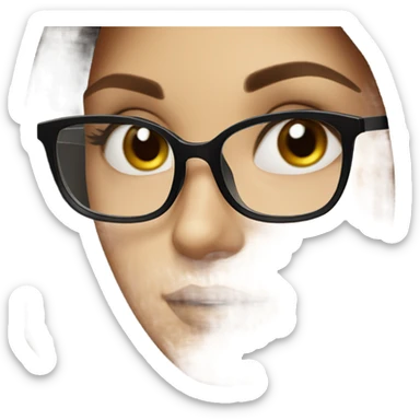 Beautiful Russian girl black eyes very long dark brown hair and glasses sticker