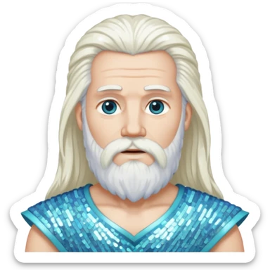 Uranus, God of Sky from Gods and Goddesses with long white hair and beard, white sequin outfit sticker