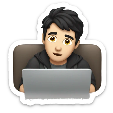 tired white man with black hair, sitting at a laptop


 sticker