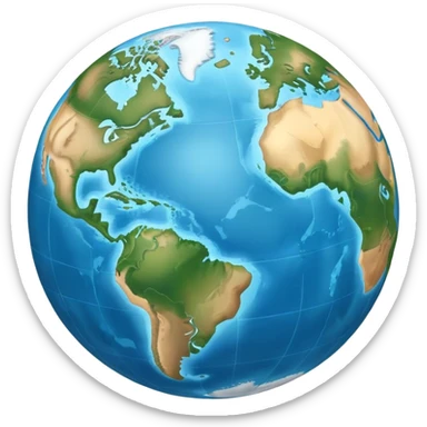 Earth globe showing continents and oceans sticker