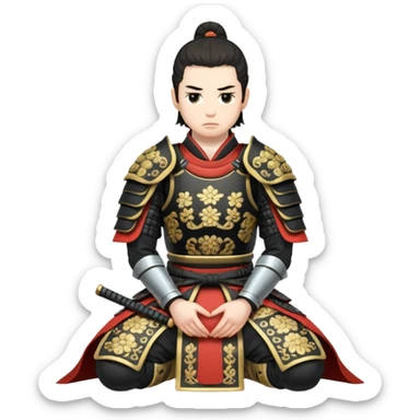 seppuku, kneeling samurai sticker