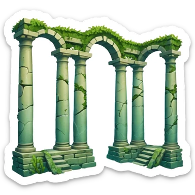 Simple Atlantis underwater ruins, fallen columns, broken domes, ancient stone structures, minimal details sticker