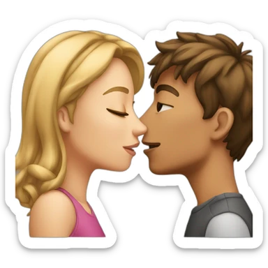 Male teen and female teen kissing sticker