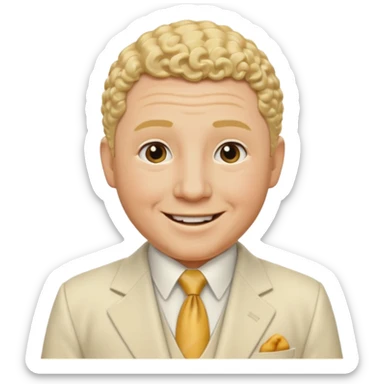 Curly Howard from the Three Stooges with blonde hair, ivory suit sticker