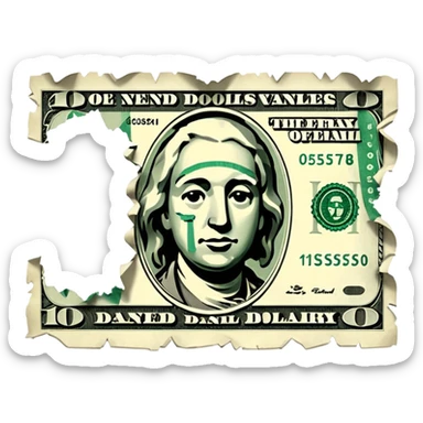 Ripped dollar bill sticker