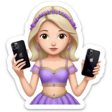 Make a girl standing in mirror in lavender lengha holding a iphone 16 pro max sticker