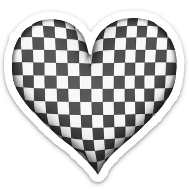 Black and white checkered heart  sticker