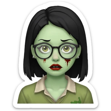 girl zombie with black hair nose piercing with glasses sticker