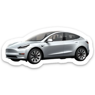 A Tesla Model Y parallel parking in front of a store, from above sticker