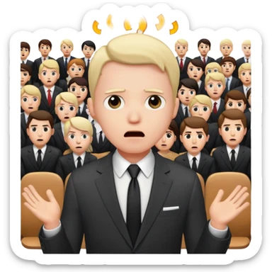 a FRONT PERSON FEELING FEAR, with the audience BEHIND HIM sticker