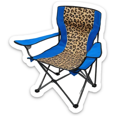 Realistic blue and leopard print pattern camping folding chair isolated.  sticker