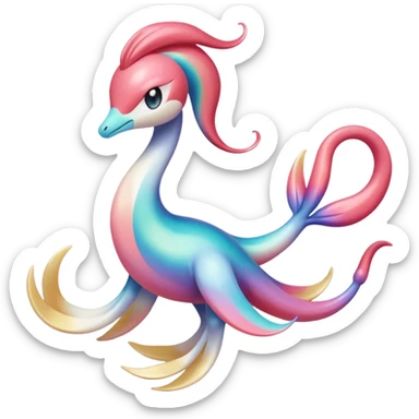 Shiny Gradients-colored Meloetta-Cresselia-Milotic-Pokémon-Fakémon-fusion, full body sticker