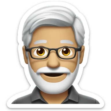 gray haired man with beard mustache and glasses sticker