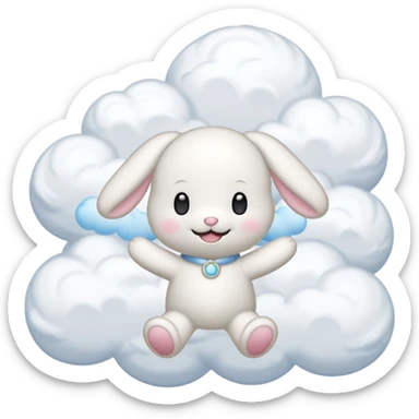 Cinnamon roll from sanrio dancing in the clouds that looks just like him from the cartoon sticker