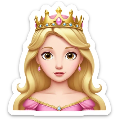 Princess Aurora with gold tiara pink dress sticker