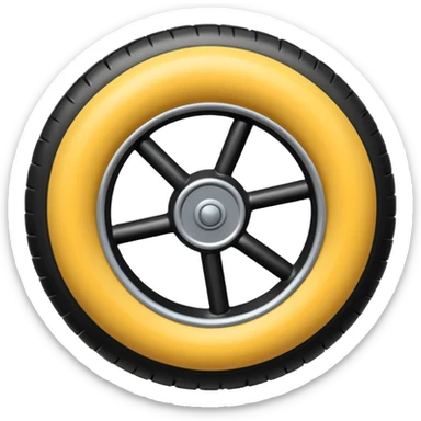 he aircraft's landing gear is one inflated, plump wheel with a strut, black in color sticker