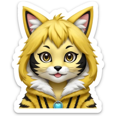 Kawaii adorable big-eyed cute Kemonomimi Nekomimi Japanese Anime Kemono Furry Style -Zeraora-Fursuit-furry-fursona sticker