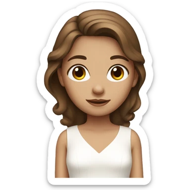 brown hair girl with white dress sticker