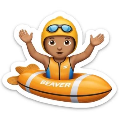 A focused beaver swimmer wearing a racing suit, diving past a floating buoy.


 sticker