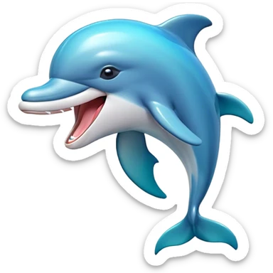 Cinematic Cute Yawning Bottlenose Dolphin Portrait Emoji, Head tilted slightly with a dramatic, wide-open yawn, showcasing a sleek, shiny glossy body with softly curved fins and drowsy, half-closed eyes, Simplified yet irresistibly adorable features, highly detailed, glowing with a soft, cozy aquatic glow, high shine, relaxed yet expressive, stylized with a hint of whimsical marine ease, soft glowing outline, capturing the essence of a drowsy yet affectionate dolphin that appears ready to stretch out and yawn its way out of the screen! sticker