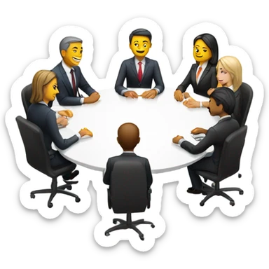 business people sitting at a round table  side view sticker