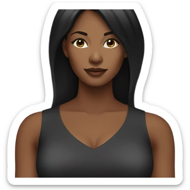 black woman with black long hair and a nice top sticker