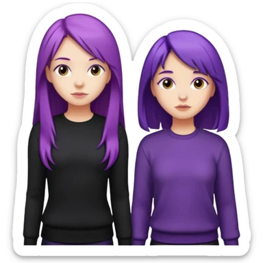 faz duas raparigas menos gótica mas com cabelo roxo comprido e outra cabelo roxo e camisolas preto um pouco separadas sticker