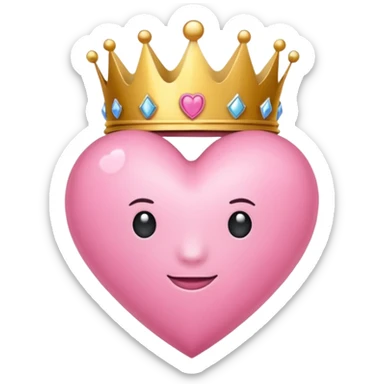 pink heart with a crown sticker