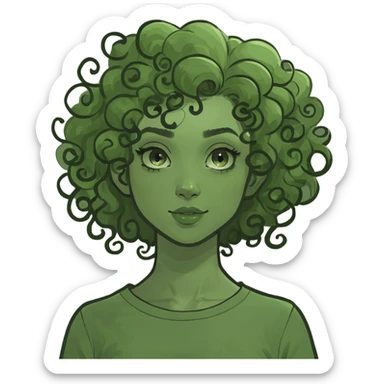 girl with curly hair sticker