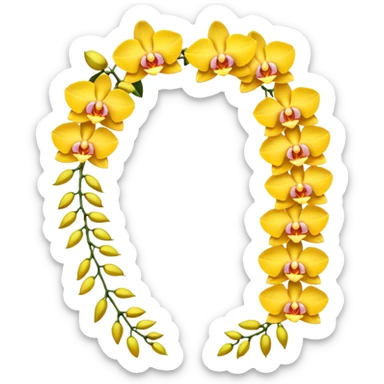 Yellow side facing orchid flower of indian wedding garland sticker