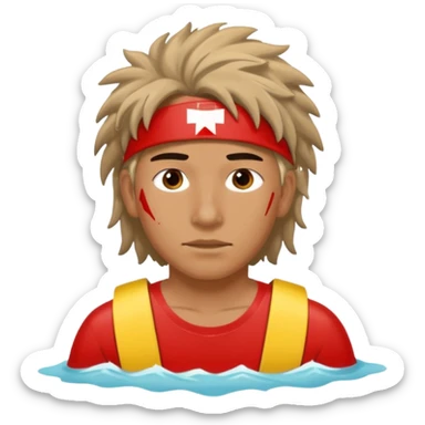 Lifeguard Native American Teenager with messy hair rescuing someone sticker