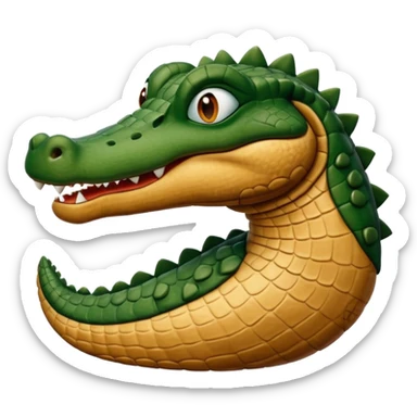A clay academic alligator. The background is a solid white circle sticker