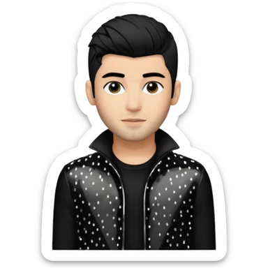 Zayn Malik from One Direction with light skin, black hair, black sequin outfit sticker