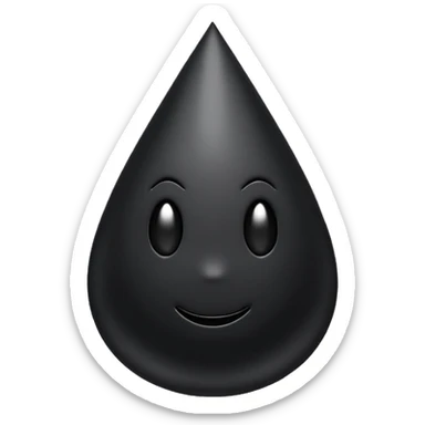 Minimal emoji, gothic teardrop sculpted from solid black metal, smooth reflective surface, heavy symbolic form, no glow, no neon, flat emoji style, centered, transparent background sticker