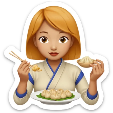 dumpling eat ginger woman sticker