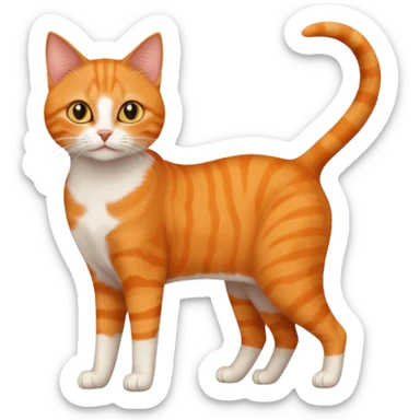 full body solid orange domestic shorthair slim cat with yellow/orange eyes playing sticker