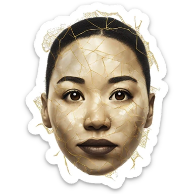 Person face portrait made entirely of galactic kintsugi sticker