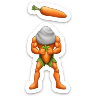 Very Muscular carrot man hiding carrots in pants sticker