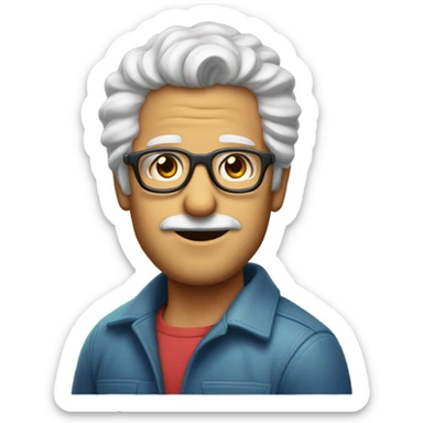 hombre de 57 años con el pelo rubio y rizado con gafas de colores  sticker