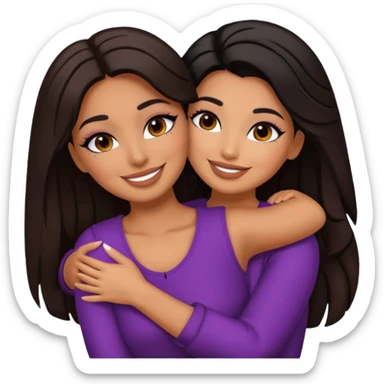 Boujy baddie best friends happy hugging, trendy heavy makeup sticker