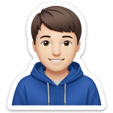 Draw MrBeast in casual hoodie with short hair, french cut  & friendly smile. sticker