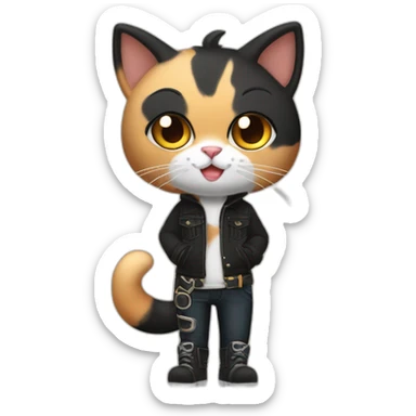 Halloween Meowscles is a buff anthropomorphic calico  cat  he has a shadow design with black  jeans sticker