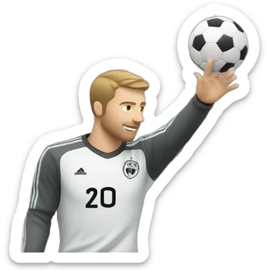 White European football player shooting in goal sticker