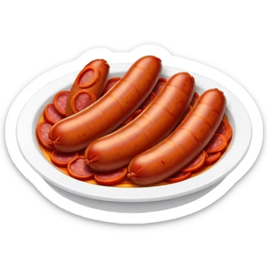 Cinematic Realistic Chorizo Dish Emoji, featuring spicy, robust sausage slices rendered with vivid textures and dynamic, appetizing lighting. sticker