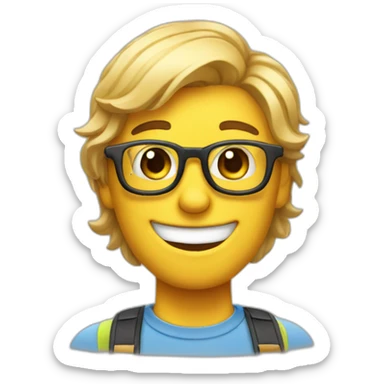 nerd with braces smiling with a thumbsup sticker