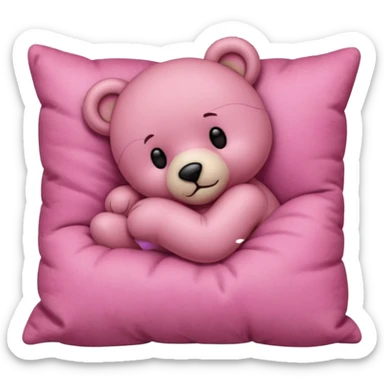 Pink teddy bear sleeping on a pillow  sticker